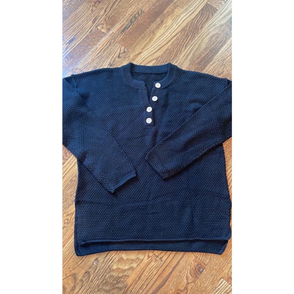 V Neck Loose Henley Sweater
